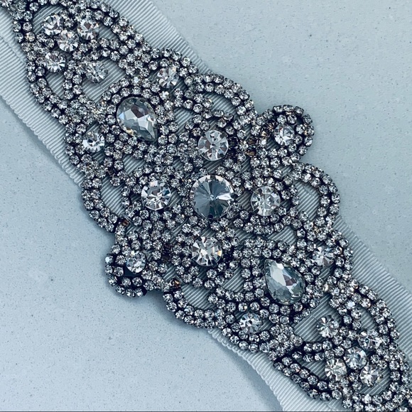 Grosgrain Beaded Bridal Sash Ivory - Picture 4 of 10